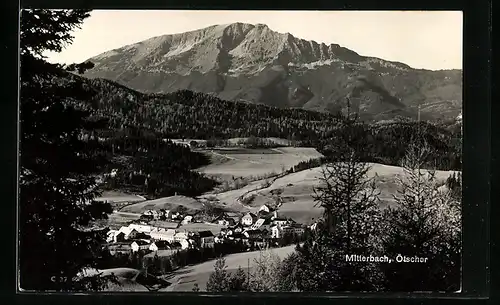 AK Mitterbach, Ortsansicht mit dem Ötscher