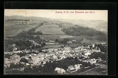 AK Aspang, Ortsansicht vom Panorama aus