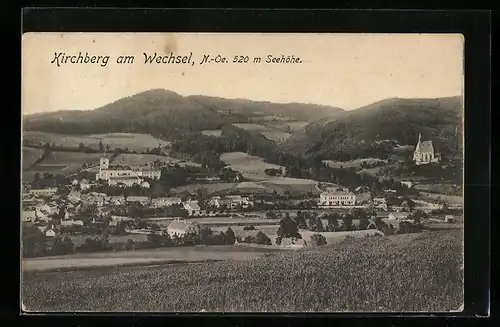 AK Kirchberg am Wechsel, Ortsansicht aus der Vogelschau