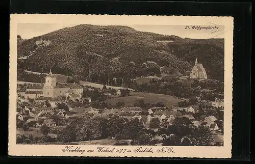 AK Kirchberg am Wechsel, Ortsansicht mit St. Wolfgangkirche