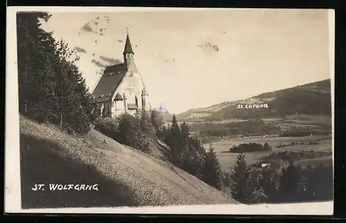 AK St. Wolfgang, Blick auf Kirche mit St. Corona