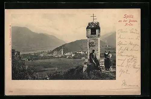 AK Spitz an der Donau, Ortsansicht mit Turm
