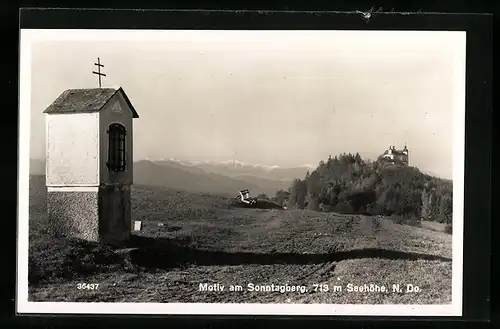 AK Sonntagberg, Panorama mit Wallfahrtskirche