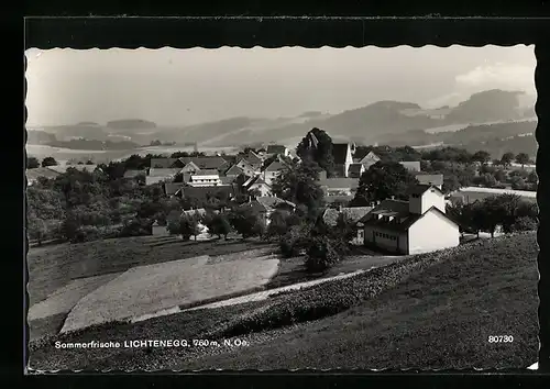 AK Lichtenegg, Ortsansicht mit Bergpanorama