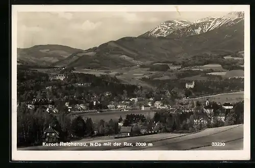 AK Reichenau, Ortsansicht mit der Rax