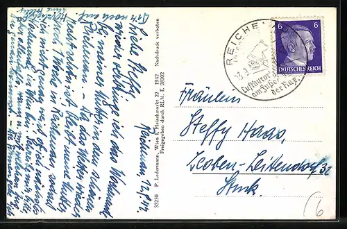 AK Reichenau, Ortsansicht mit der Rax