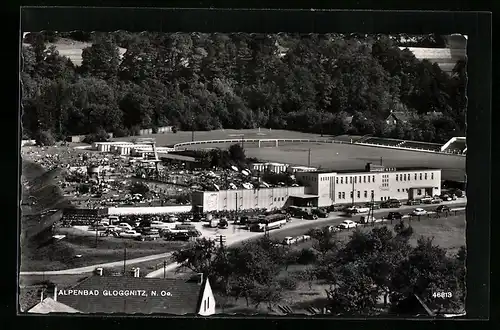 AK Gloggnitz, Blick auf Alpenbad mit Sauna