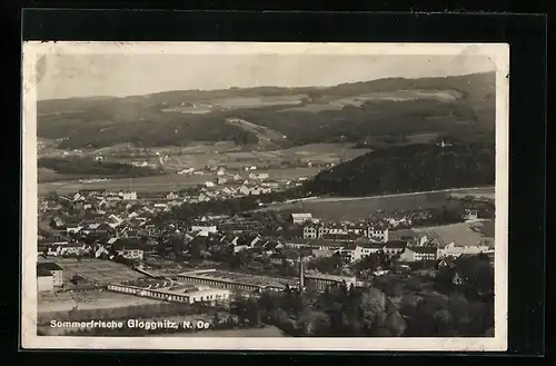AK Gloggnitz, Ortsansicht mit Fabrik