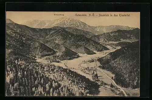 AK Gutenstein, Ausblick in das Klostertal mit Schneeberg