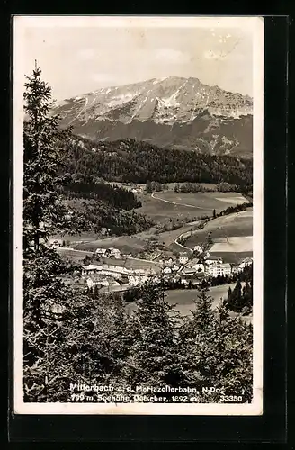AK Mitterbach a. d. Mariazellerbahn, Ortsansicht mit Ötscher