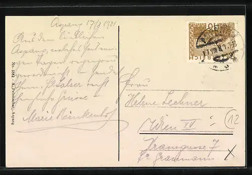 AK Aspang, Ortsansicht mit Kirchturm