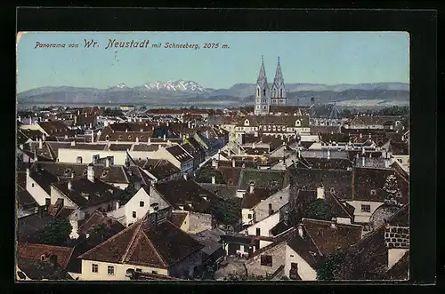 AK Wr. Neustadt, Ortsansicht mit Schneeberg