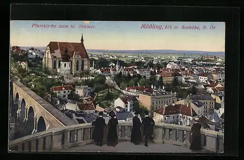 AK Mödling, Teilansicht mit Pfarrkirche zum heiligen Othmar