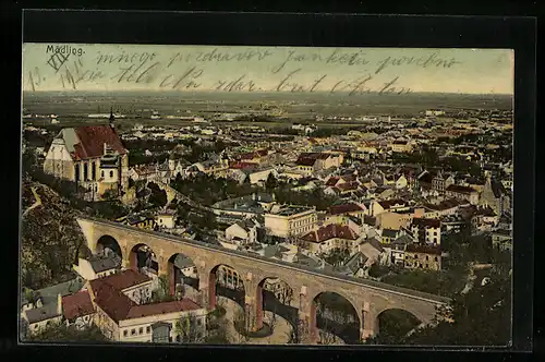 AK Mödling, Teilansicht mit Kirche