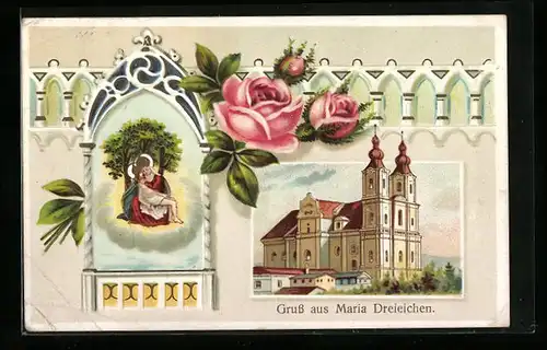 Präge-Künstler-AK Maria Dreieichen, Wallfahrtskirche, Gnadenbild