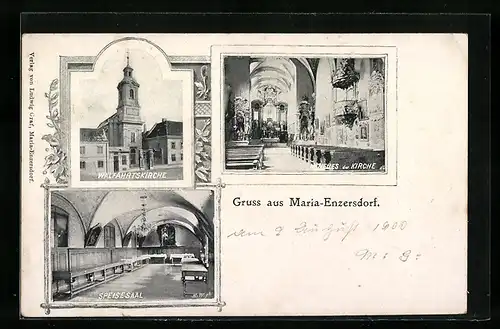 AK Maria-Enzersdorf, Wallfahrtskirche, Speisesaal, Innenansicht mit Altar