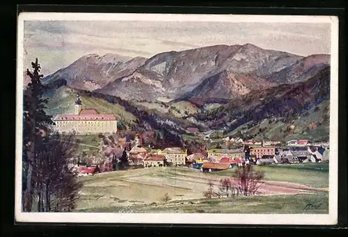 Künstler-AK Gloggnitz, Generalansicht