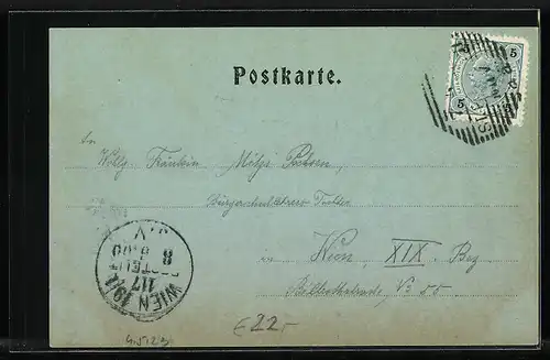 Mondschein-AK St. Pölten, Rathausplatz mit Franziskanerkirche