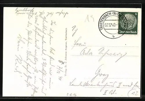 AK Trattenbach am Wechsel, Ortsansicht aus der Vogelschau