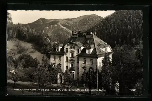 AK Breitenstein /Semmering, Erholungsheim Weisses Kreuz aus der Vogelschau