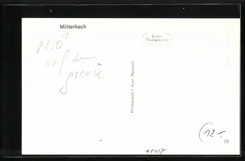 AK Mitterbach, Ansicht der Ortschaft vor herrlichem Bergpanorama