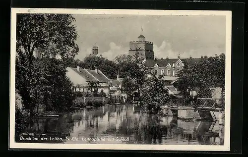 AK Bruck a. d. Leitha, Leithapartie mit Schloss