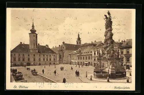 AK St. Pölten, Blick von oben auf den Rathausplatz