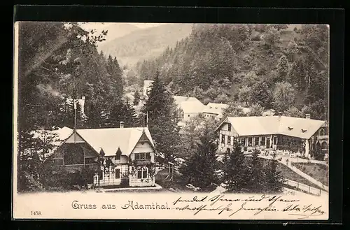 AK Ramsau b. Hainfeld, Adamtstal mit Gastwirtschaft aus der Vogelschau