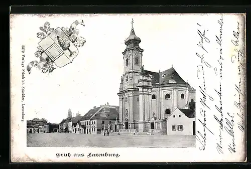 AK Laxenburg, Partie an der Kirche, Wappen