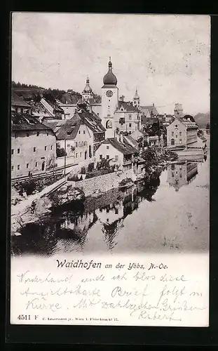AK Waidhofen an der Ybbs, Ortsansicht mit Kirche