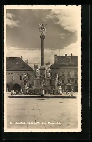 AK Wr. Neustadt, platz, Mariensäule