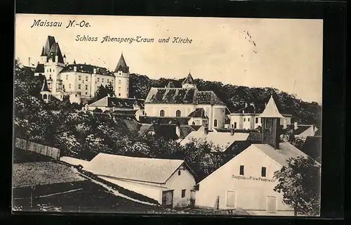 AK Maissau, Schloss Abensperg-Traun und Kirche