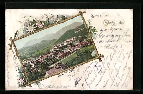 AK Gloggnitz, Panoramablick auf den Ort