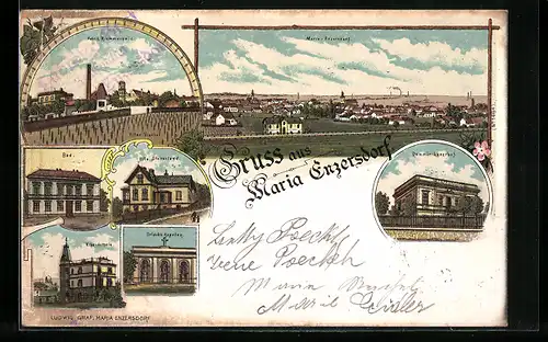 Lithographie Maria Enzersdorf, Fabrik Riemerschmid, Villa Steirerland, Villa Antonie