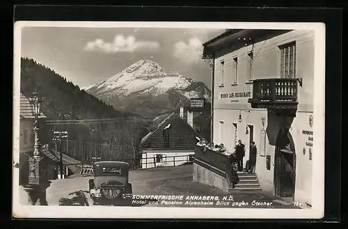 AK Annaberg, Hotel und Pension Alpenheim mit Blick gegen Ötscher