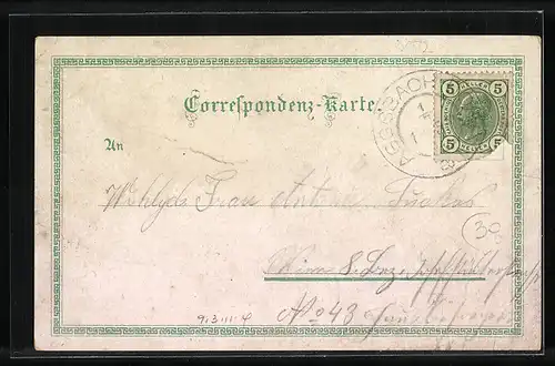 Lithographie Langegg, Kalteneggers Gasthaus, Ruine Aggstein, Ortspartie mit Kirche