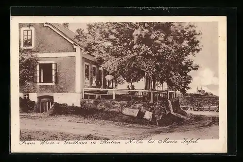 AK Reitern bei Maria Taferl, Franz Wisers Gasthaus mit Veranda, Strassenansicht
