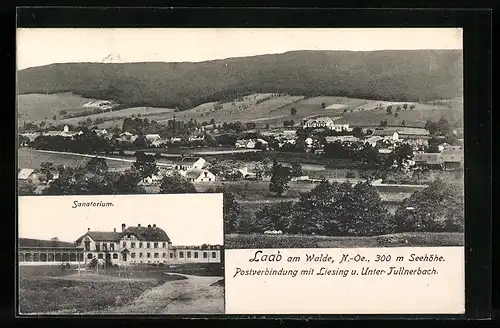 AK Laab am Walde, Sanatorium, Totalansicht aus der Ferne