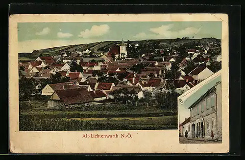 AK Alt-Lichtenwarth, Gasthaus mit Strasse, Ortsansicht