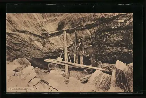 AK Kumpel im Kohlebergwerk m. einer Handbohrmaschine