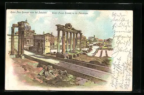 Lithographie Rom, Foro Romano visto dal Tabulario