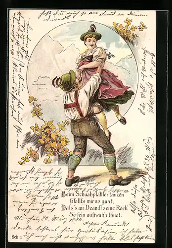 AK Bayerisches Tanzpaar in Tracht