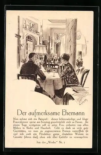 Künstler-AK Der aufmerksame Ehemann ...., Stadttyp