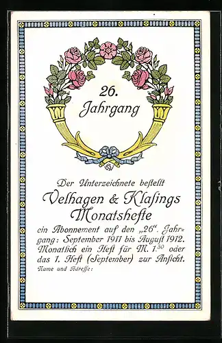AK Velhagen & Klasings Monatshefte, 26. Jahrgang, Hörner mit Rosen