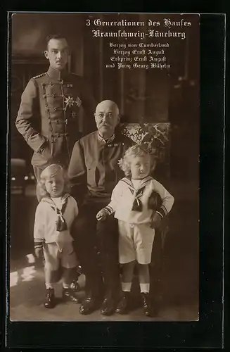 AK Drei Generationen des Hauses Braunschweig-Lüneburg, Herzog von Cumberland, Herzog Ernst August, Erbprinz Ernst August
