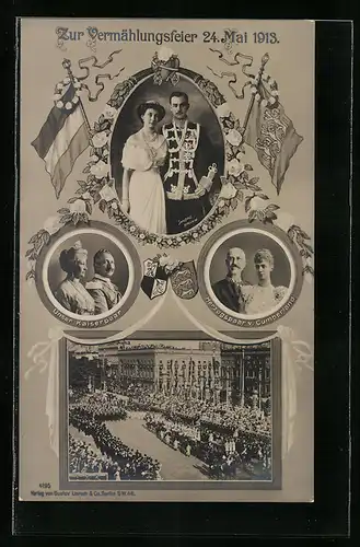 AK Berlin, Vermählungsfeier v. Cecile Prinzessin von Preussen & Kronprinz Wilhelm von Braunschweig a. 24. Mai 1913