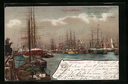 AK Hamburg, Blick in den Segelschiffhafen