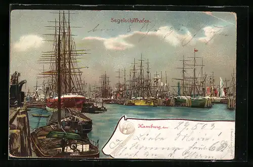 AK Hamburg, Blick in den Segelschiffhafen