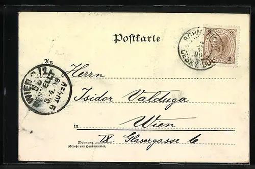 Lithographie Zwei Studenten Aug in Aug, studentische Szene