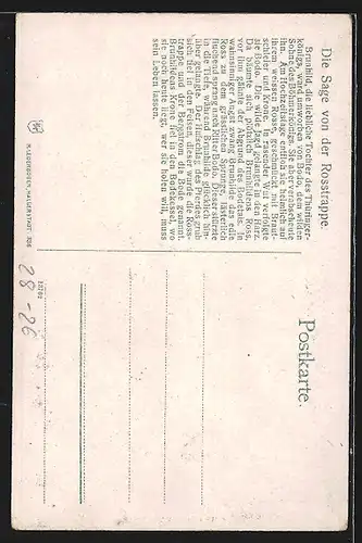 AK Die Sage von der Rosstrappe, Brunhild die liebliche Tochter des Thüringerkönigs...